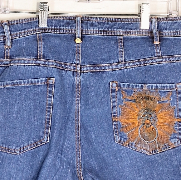 Women's Miss Tina Size 14 36" X 32" Blue Denim Jeans With Embroidered Pocket - Picture 5 of 8